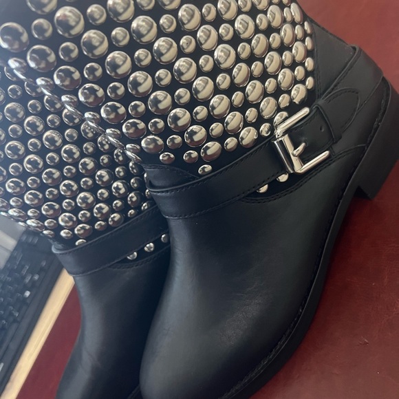 Rebecca Minkoff Saida Studded Leather Moto Boots NWOT - Picture 2 of 8